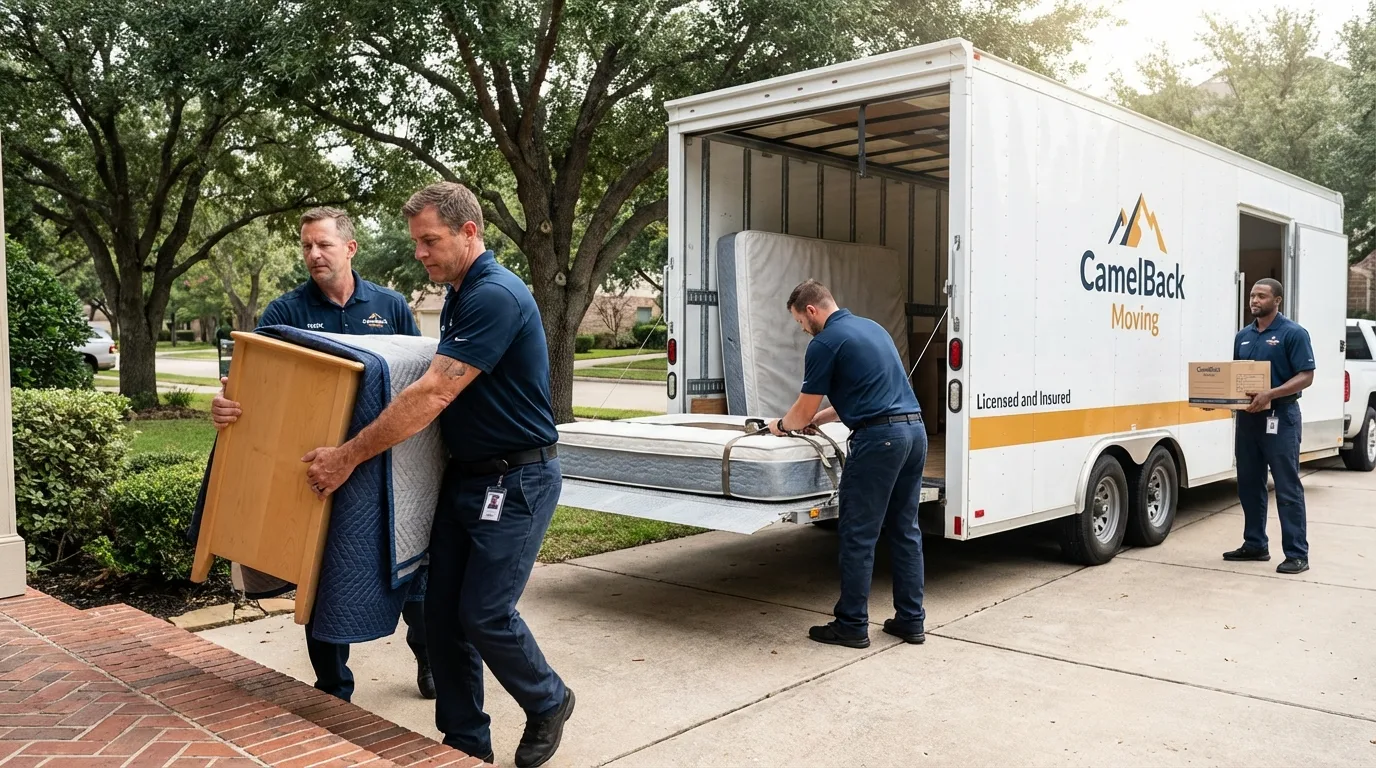 Crew loading residential truck for cross-state move from Ness City, KS