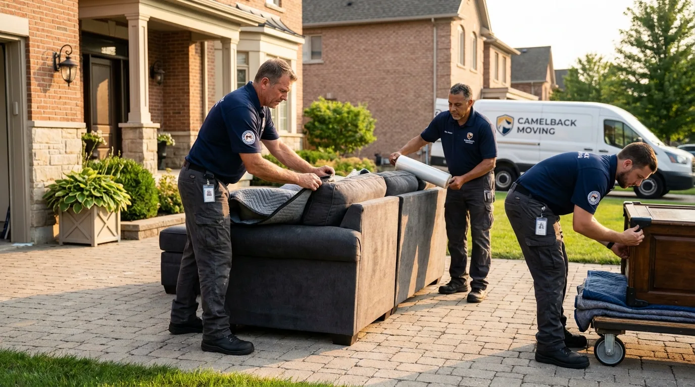 Large estate moving crew wrapping furniture in Ness City, KS
